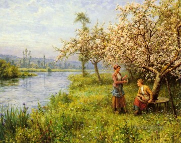 Louis Aston Knight Painting - Country Women After Fishing On A Summers Day Louis Aston Knight